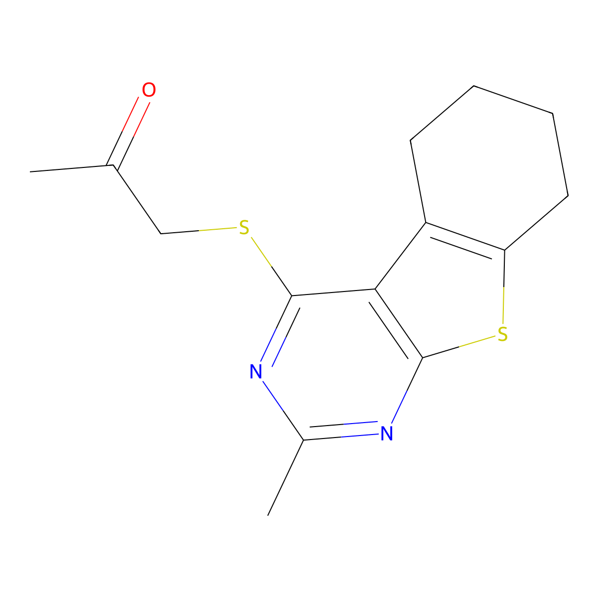 1-({5-Methyl-8-thia-4,6-diazatricyclo[7.4.0.0^{2,7}]trideca-1(9),2,4,6-tetraen-3-yl}sulfanyl)propan-2-one molecular structure, CAS 379246-40-9