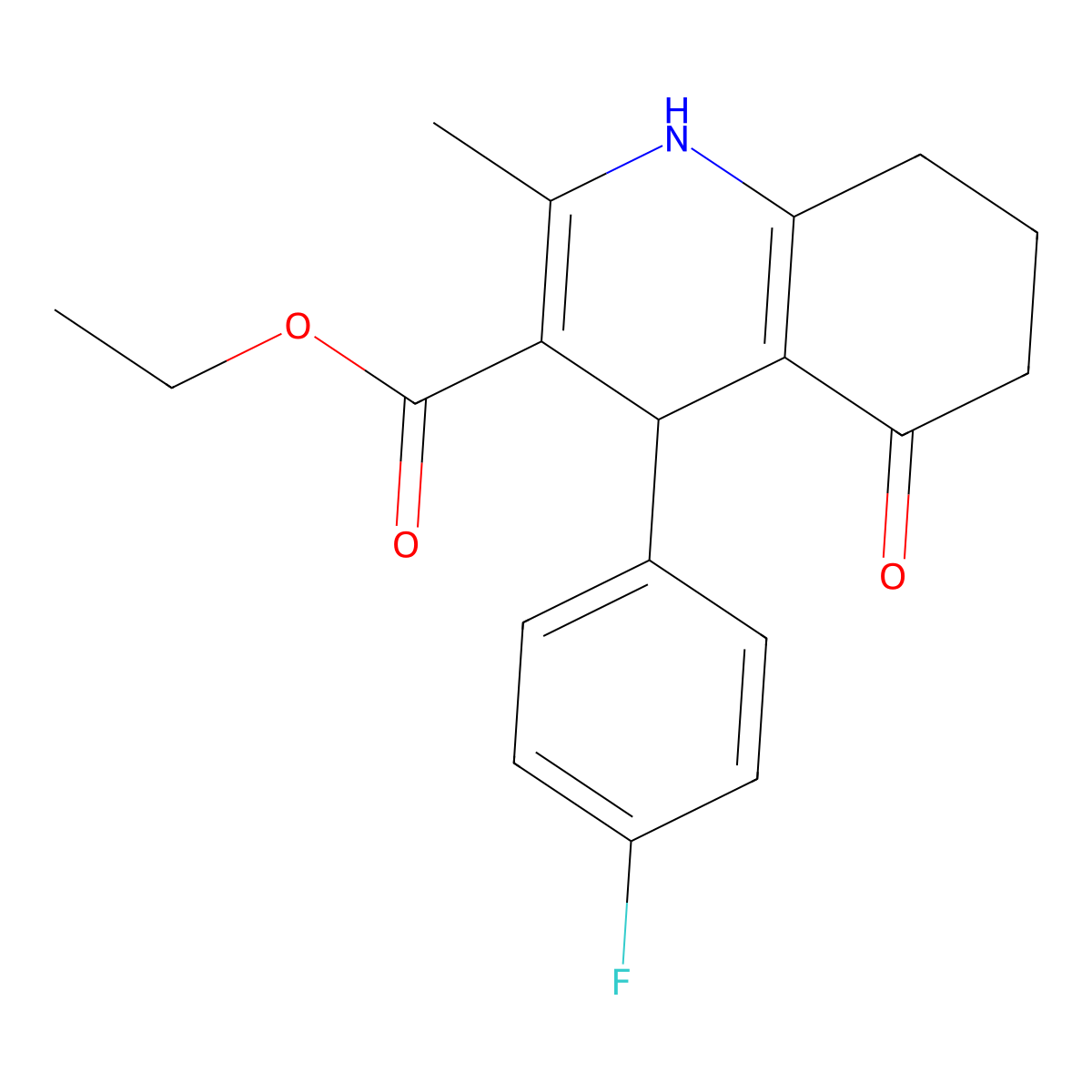 Ethyl 4-(4-fluorophenyl)-2-methyl-5-oxo-1,4,5,6,7,8-hexahydroquinoline-3-carboxylate molecular structure, CAS 379246-68-1