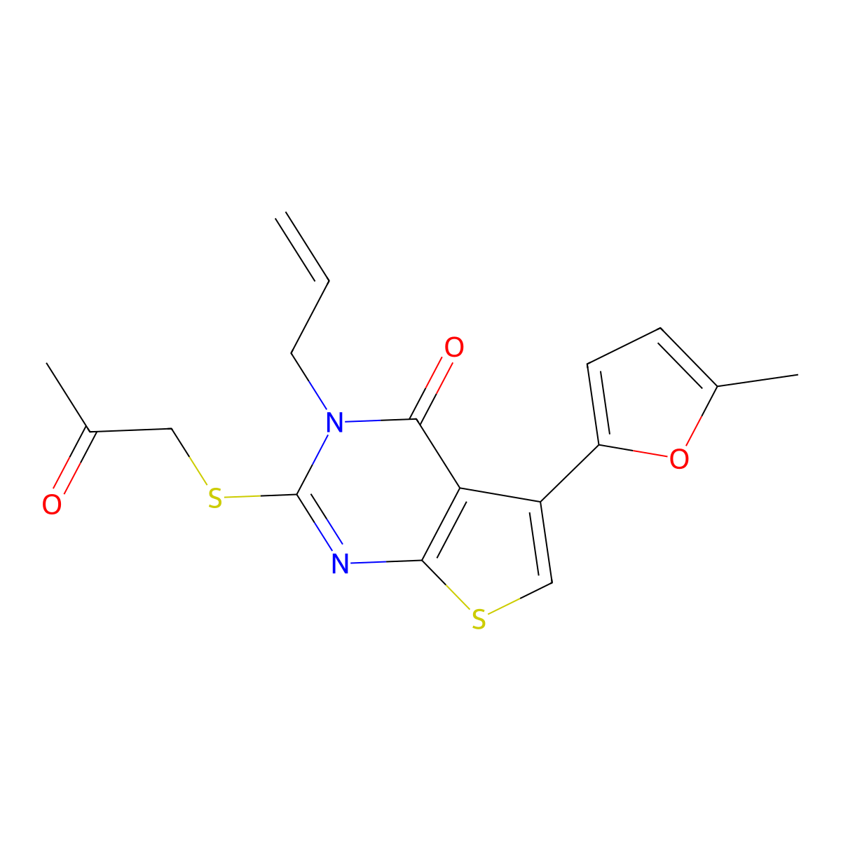 3-allyl-5-(5-methyl-2-furyl)-2-[(2-oxopropyl)thio]thieno[2,3-d]pyrimidin-4(3H)-one molecular structure, CAS 379247-12-8