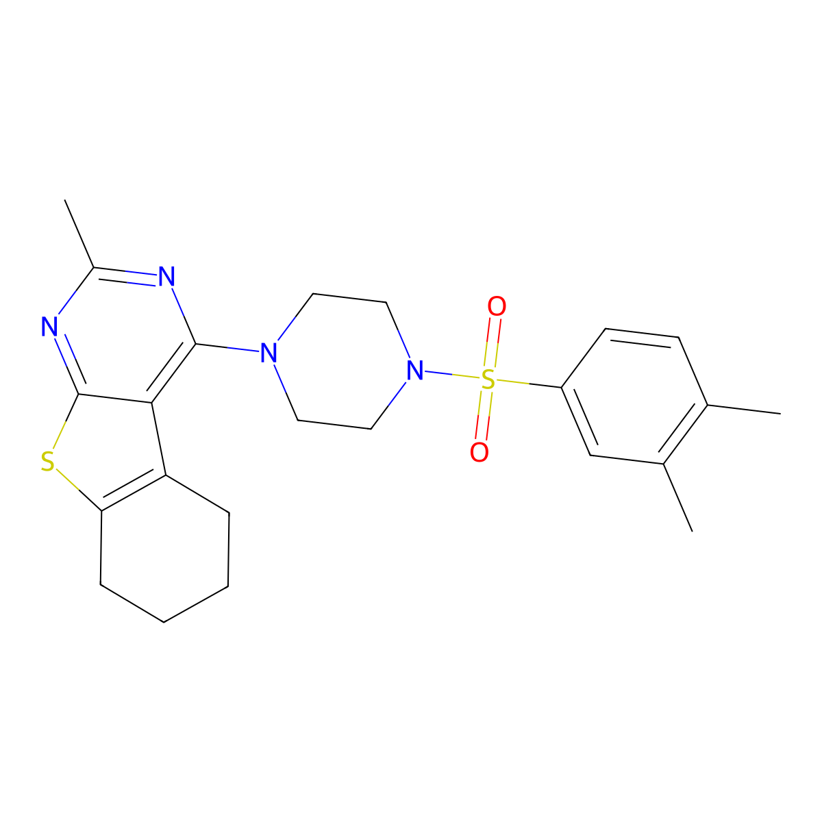 4-{4-[(3,4-Dimethylphenyl)sulfonyl]piperazin-1-yl}-2-methyl-5,6,7,8-tetrahydro[1]benzothieno[2,3-d]pyrimidine molecular structure, CAS 379247-18-4