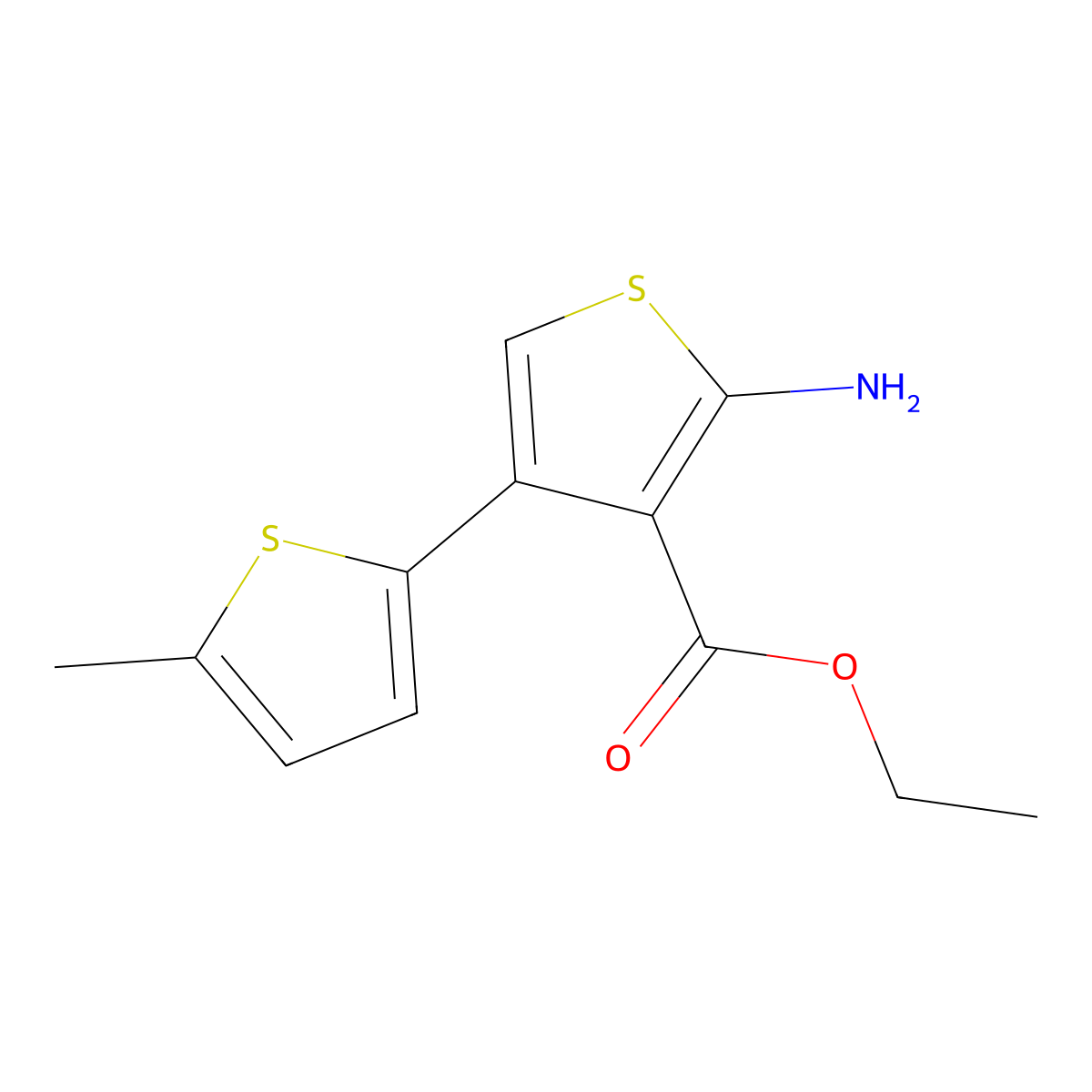 Ethyl 2-amino-4-(5-methylthiophen-2-yl)thiophene-3-carboxylate molecular structure, CAS 379247-26-4