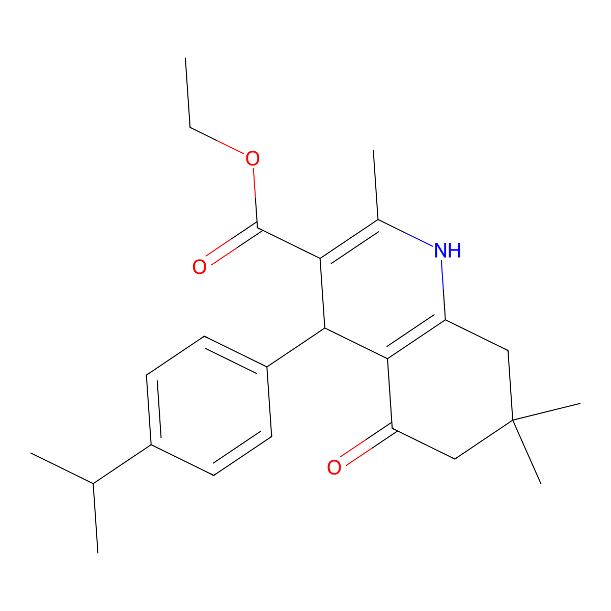 Ethyl 1,4,5,6,7,8-hexahydro-2,7,7-trimethyl-4-(4-(1-methylethyl)phenyl)-5-oxo-3-quinolinecarboxylate molecular structure, CAS 379247-27-5