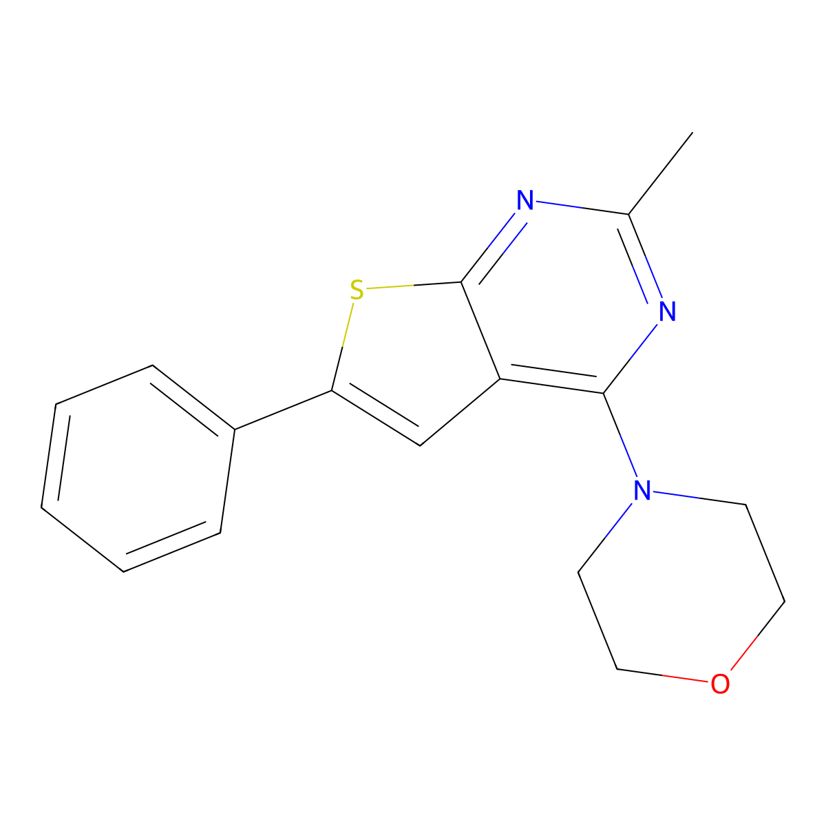 4-(2-Methyl-6-phenylthieno[2,3-d]pyrimidin-4-yl)morpholine molecular structure, CAS 379247-46-8