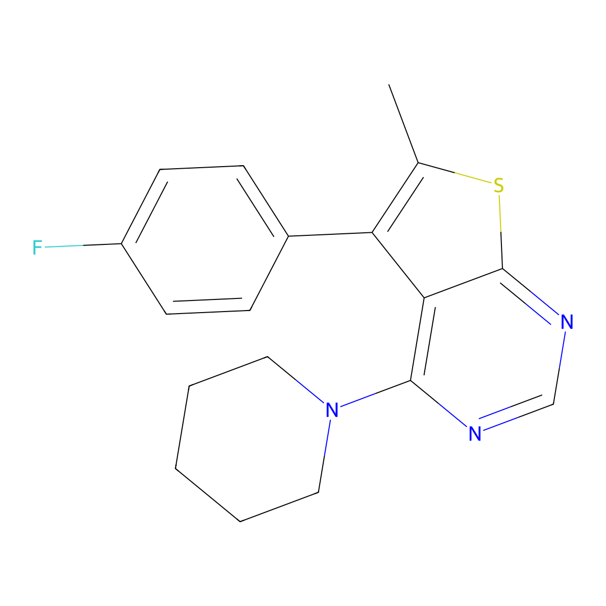 5-(4-Fluorophenyl)-6-methyl-4-(piperidin-1-yl)thieno[2,3-d]pyrimidine molecular structure, CAS 379247-47-9