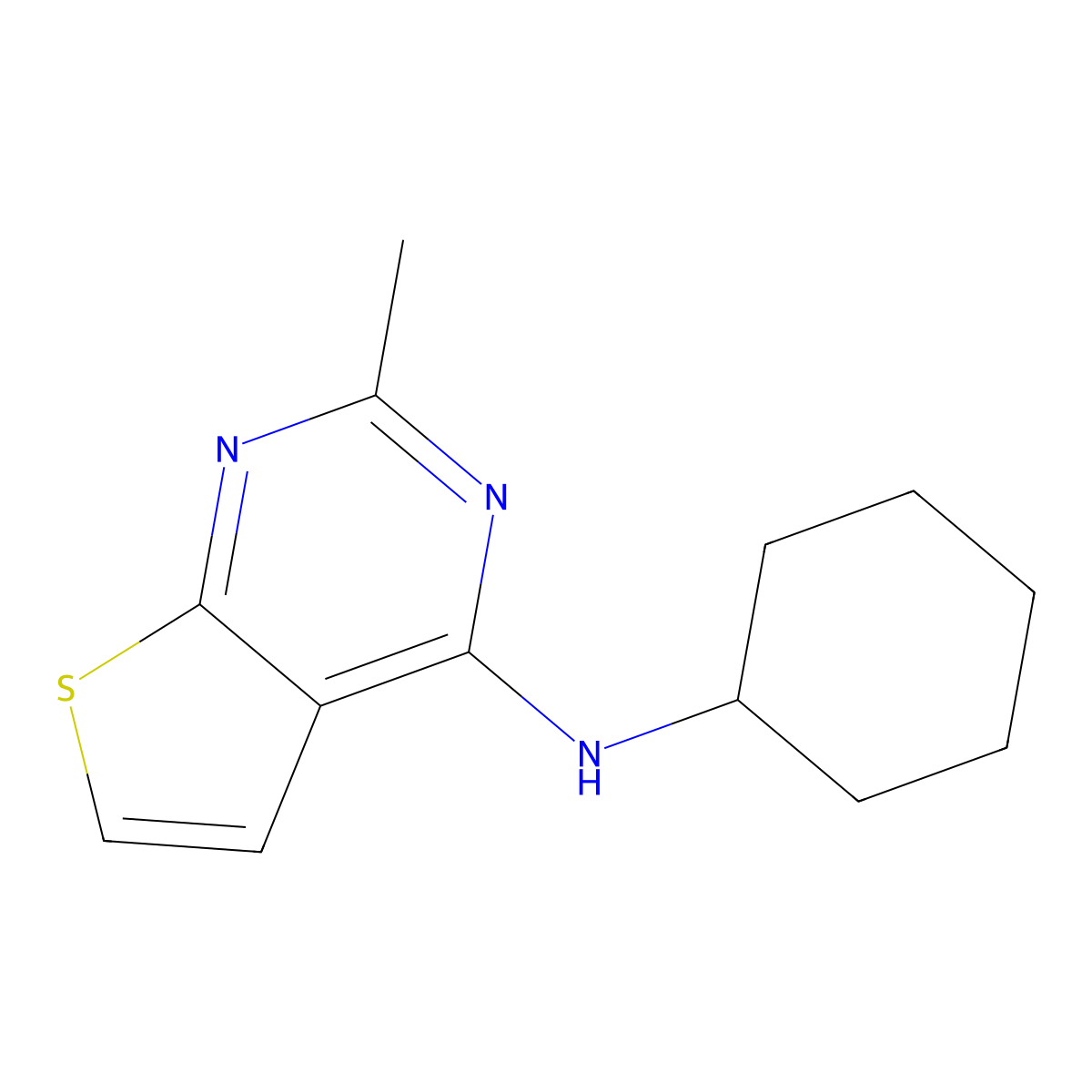 N-cyclohexyl-2-methylthieno[2,3-d]pyrimidin-4-amine molecular structure, CAS 379247-49-1