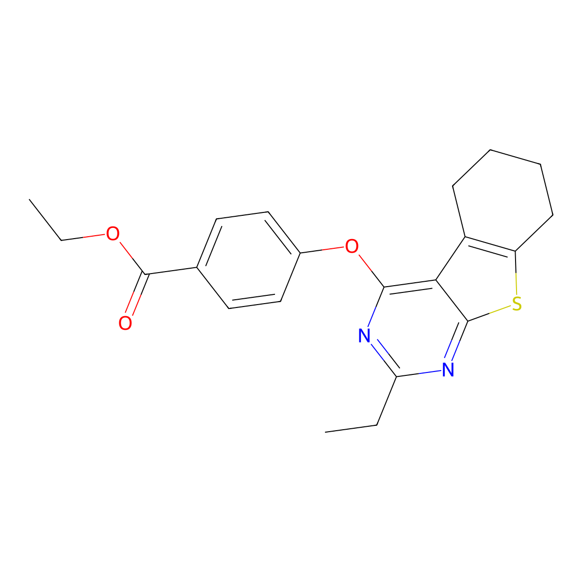 Ethyl 4-[(2-ethyl-5,6,7,8-tetrahydro[1]benzothieno[2,3-d]pyrimidin-4-yl)oxy]benzoate molecular structure, CAS 379247-54-8