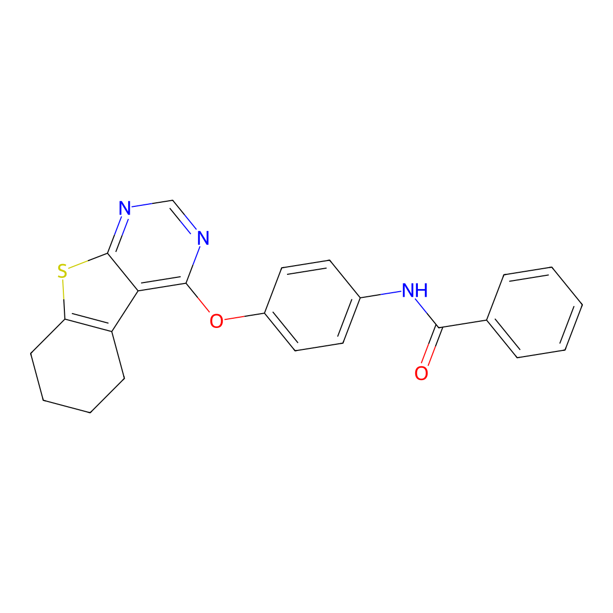 N-(4-{8-thia-4,6-diazatricyclo[7.4.0.0,2,7]trideca-1(9),2,4,6-tetraen-3-yloxy}phenyl)benzamide molecular structure, CAS 379247-57-1
