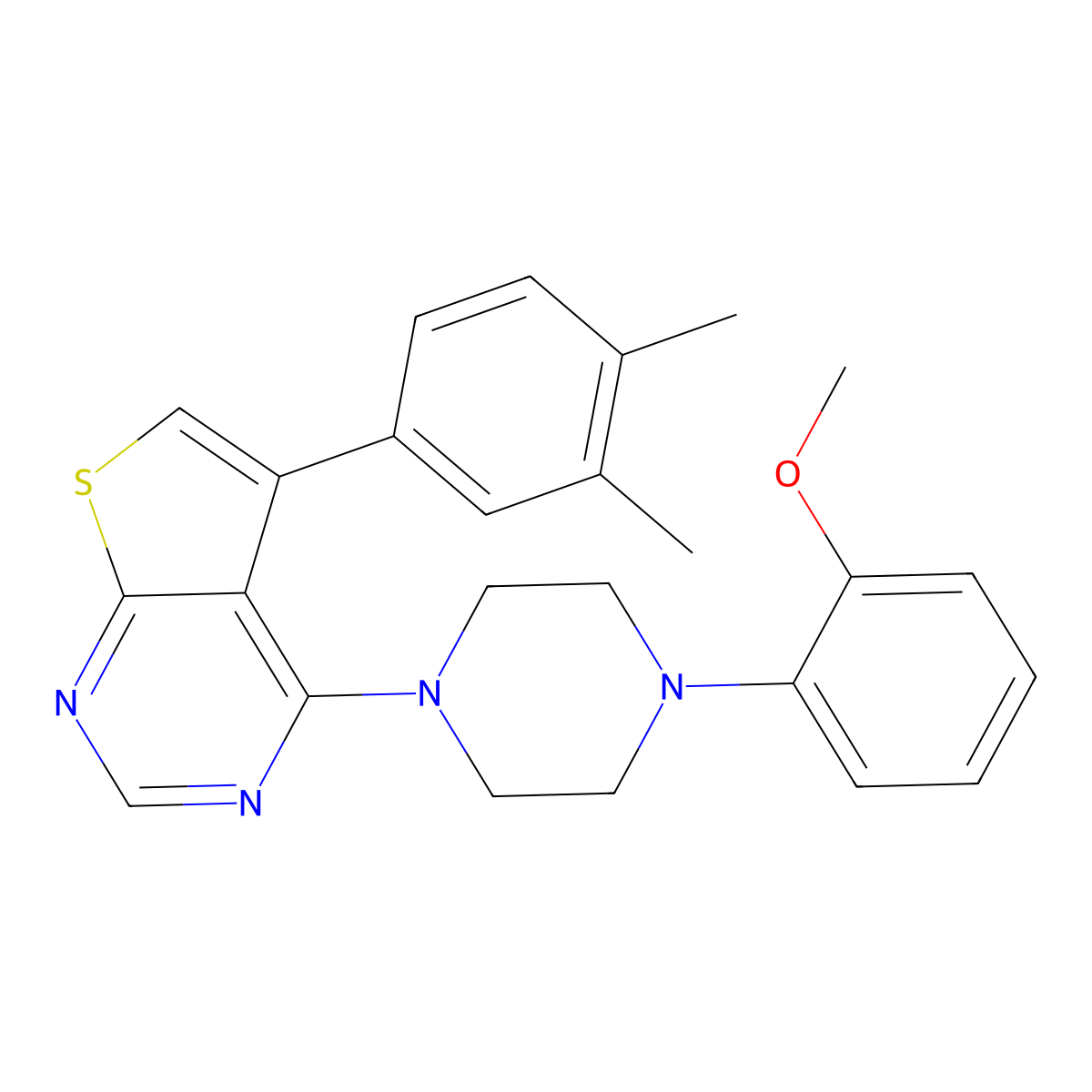 1-[5-(3,4-Dimethylphenyl)thieno[2,3-d]pyrimidin-4-yl]-4-(2-methoxyphenyl)piperazine molecular structure, CAS 379247-59-3