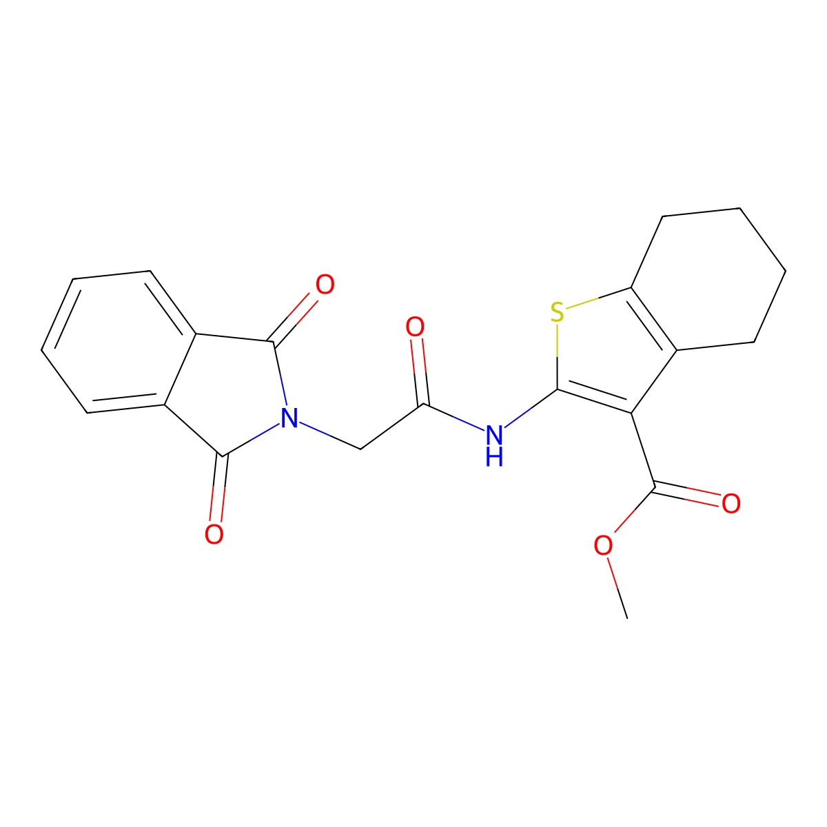 methyl 2-[2-(1,3-dioxo-2,3-dihydro-1H-isoindol-2-yl)acetamido]-4,5,6,7-tetrahydro-1-benzothiophene-3-carboxylate molecular structure, CAS 379247-60-6