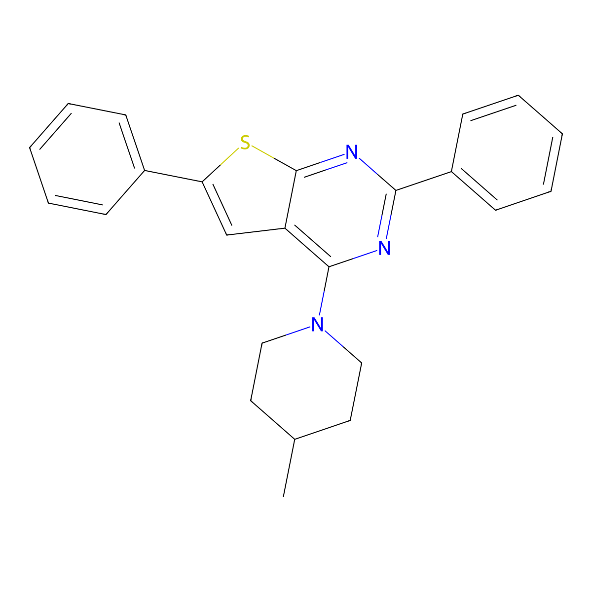4-(4-Methylpiperidin-1-yl)-2,6-diphenylthieno[2,3-d]pyrimidine molecular structure, CAS 379247-69-5