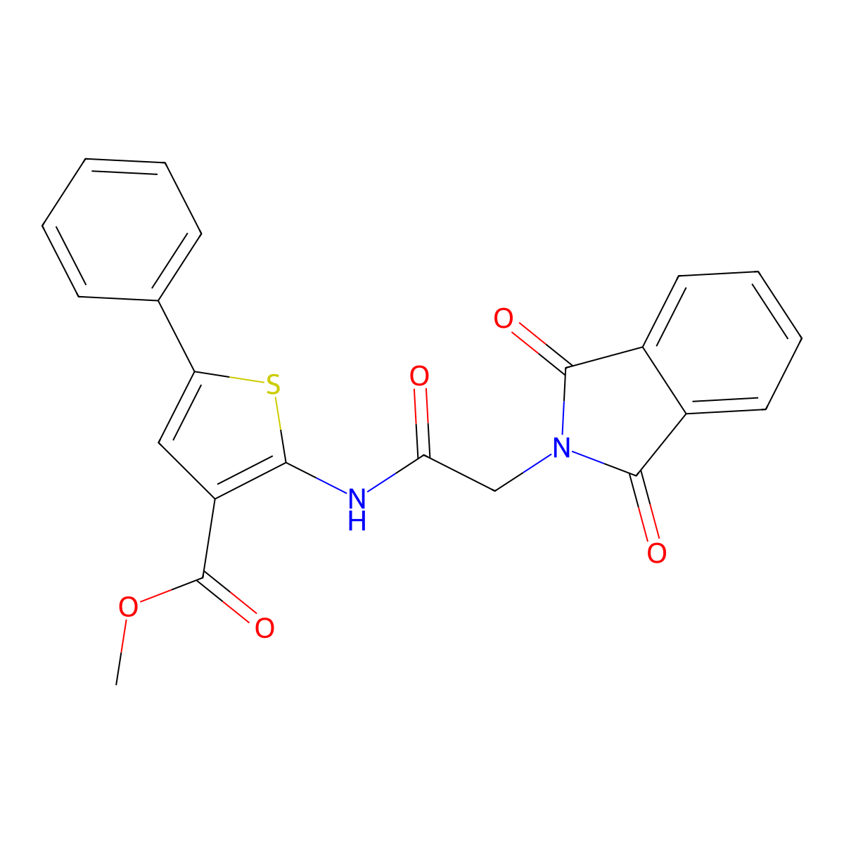 methyl 2-{[(1,3-dioxo-1,3-dihydro-2H-isoindol-2-yl)acetyl]amino}-5-phenyl-3-thiophenecarboxylate molecular structure, CAS 379247-70-8