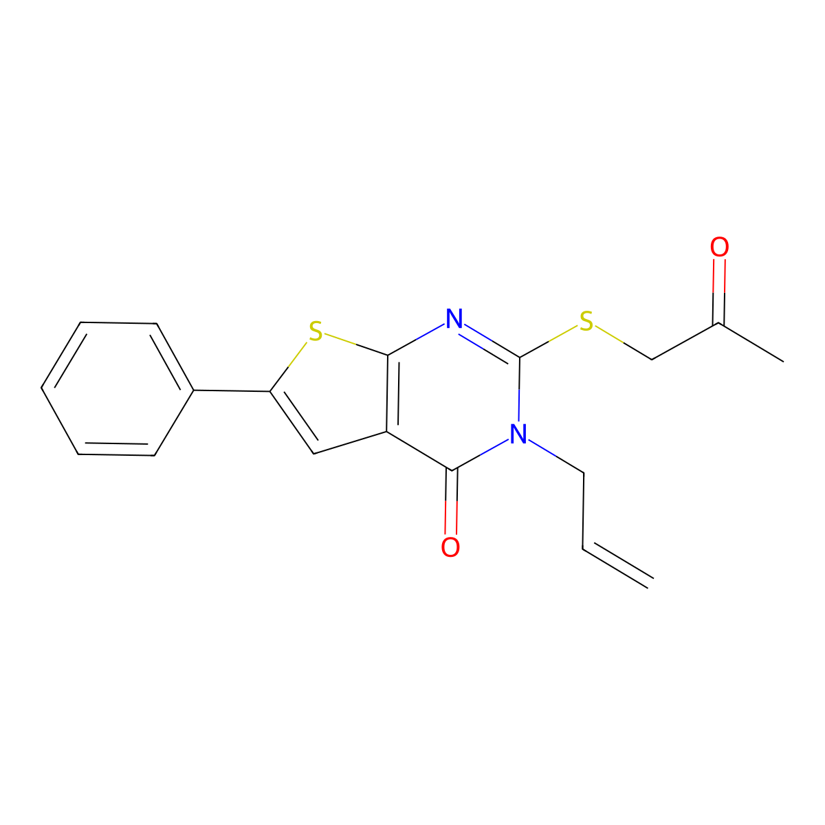 3-allyl-2-[(2-oxopropyl)sulfanyl]-6-phenylthieno[2,3-d]pyrimidin-4(3H)-one molecular structure, CAS 379247-77-5