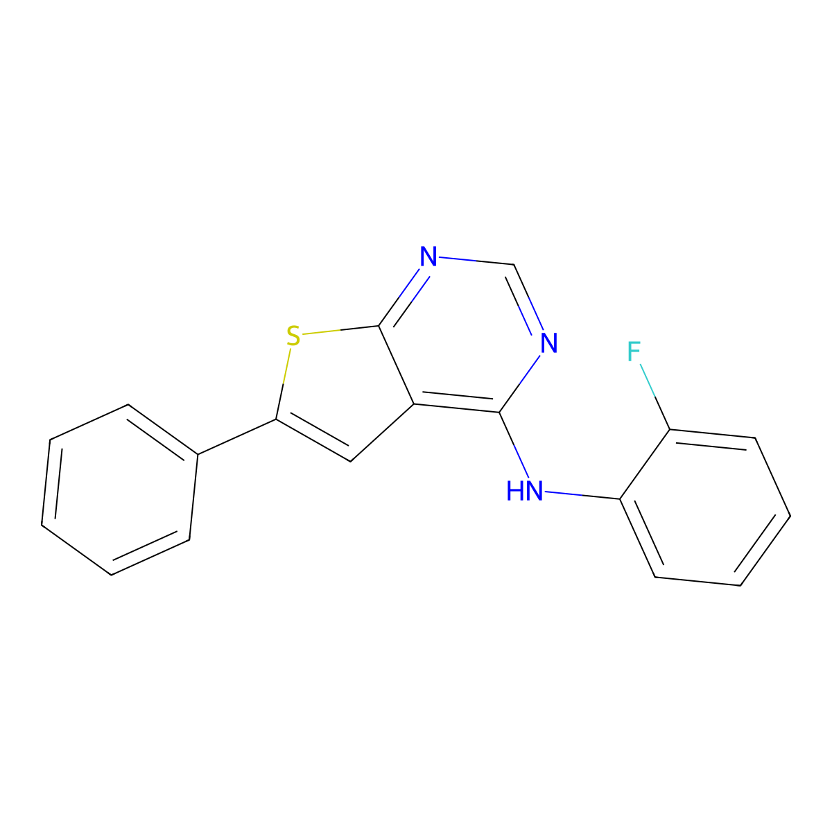 N-(2-fluorophenyl)-6-phenylthieno[2,3-d]pyrimidin-4-amine molecular structure, CAS 379247-78-6