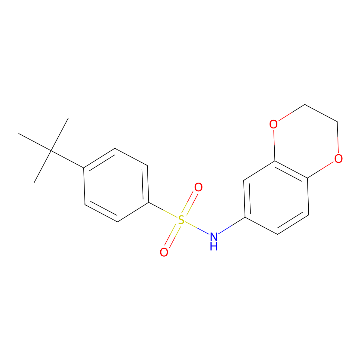 4-tert-butyl-N-(2,3-dihydro-1,4-benzodioxin-6-yl)benzenesulfonamide molecular structure, CAS 379247-97-9