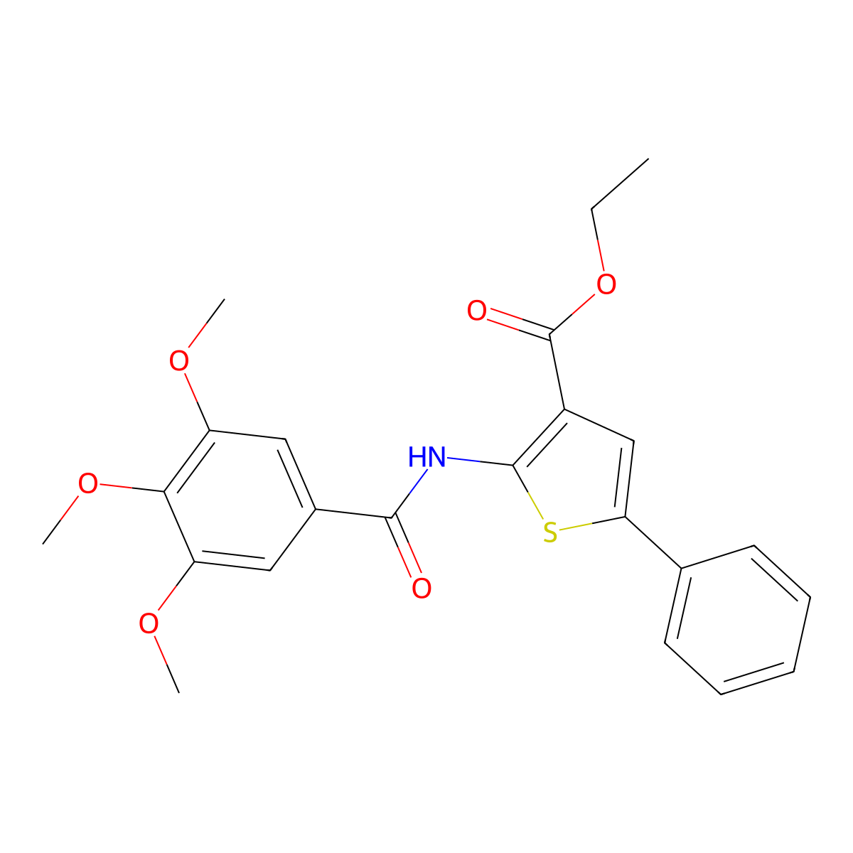 Ethyl 5-phenyl-2-[(3,4,5-trimethoxybenzoyl)amino]thiophene-3-carboxylate molecular structure, CAS 379248-25-6