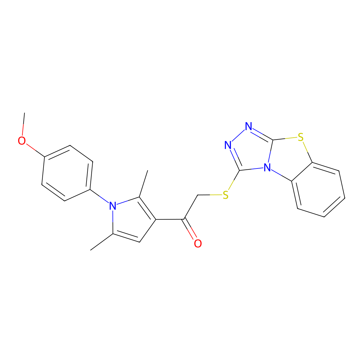 1-[1-(4-Methoxyphenyl)-2,5-dimethylpyrrol-3-yl]-2-([1,2,4]triazolo[3,4-b][1,3]benzothiazol-1-ylsulfanyl)ethanone molecular structure, CAS 379248-38-1