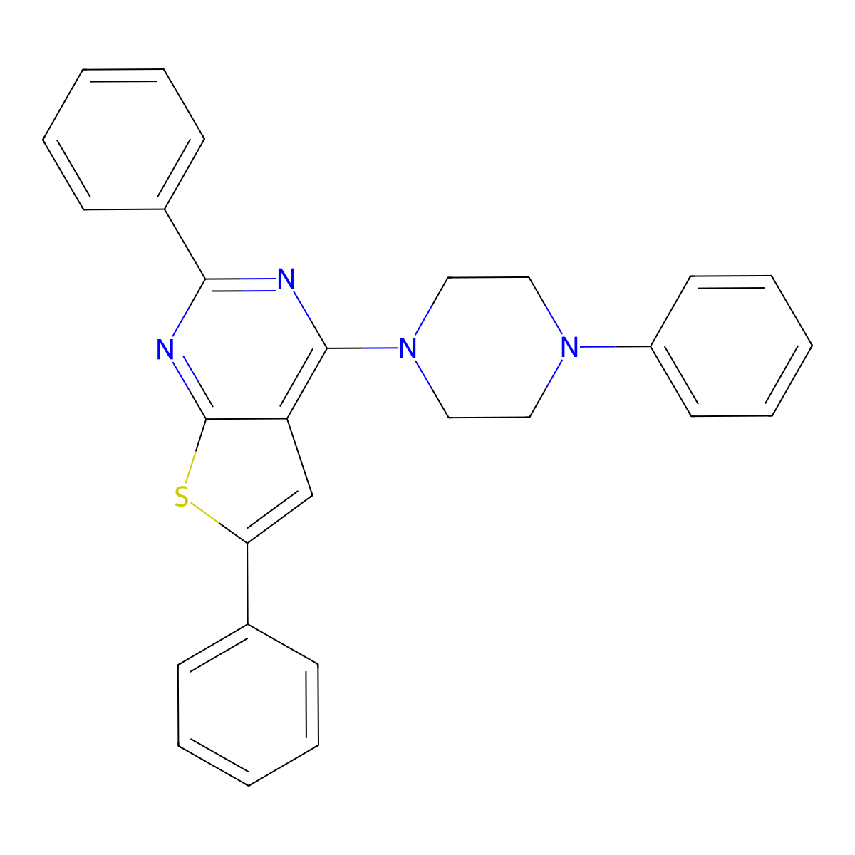 2,6-Diphenyl-4-(4-phenylpiperazin-1-yl)thieno[2,3-d]pyrimidine molecular structure, CAS 379248-44-9