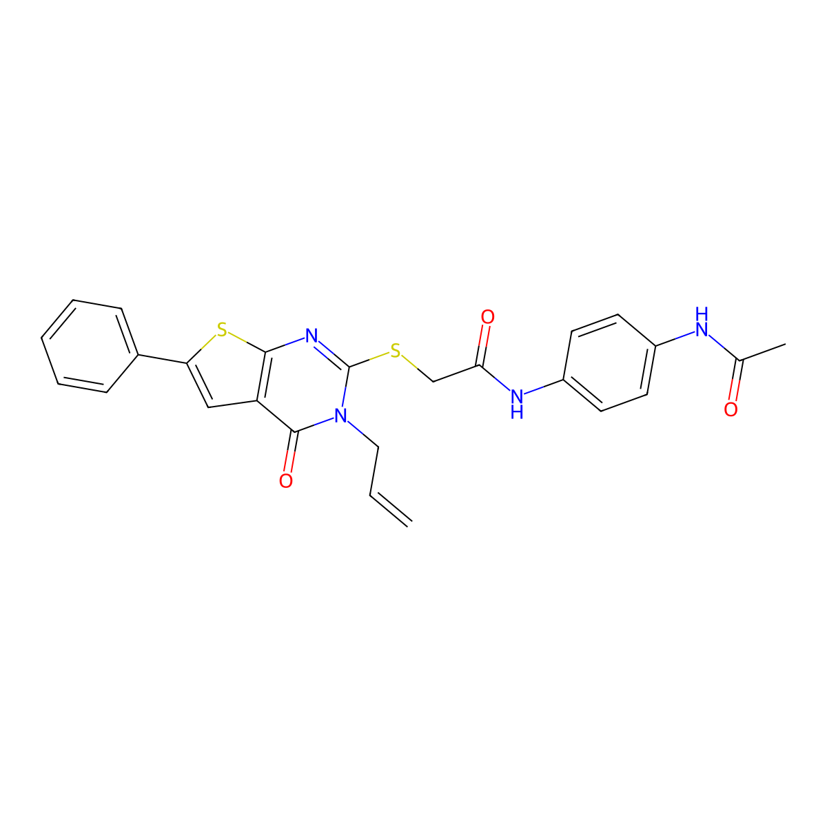 N-[4-(acetylamino)phenyl]-2-[(3-allyl-4-oxo-6-phenyl-3,4-dihydrothieno[2,3-d]pyrimidin-2-yl)sulfanyl]acetamide molecular structure, CAS 379248-49-4
