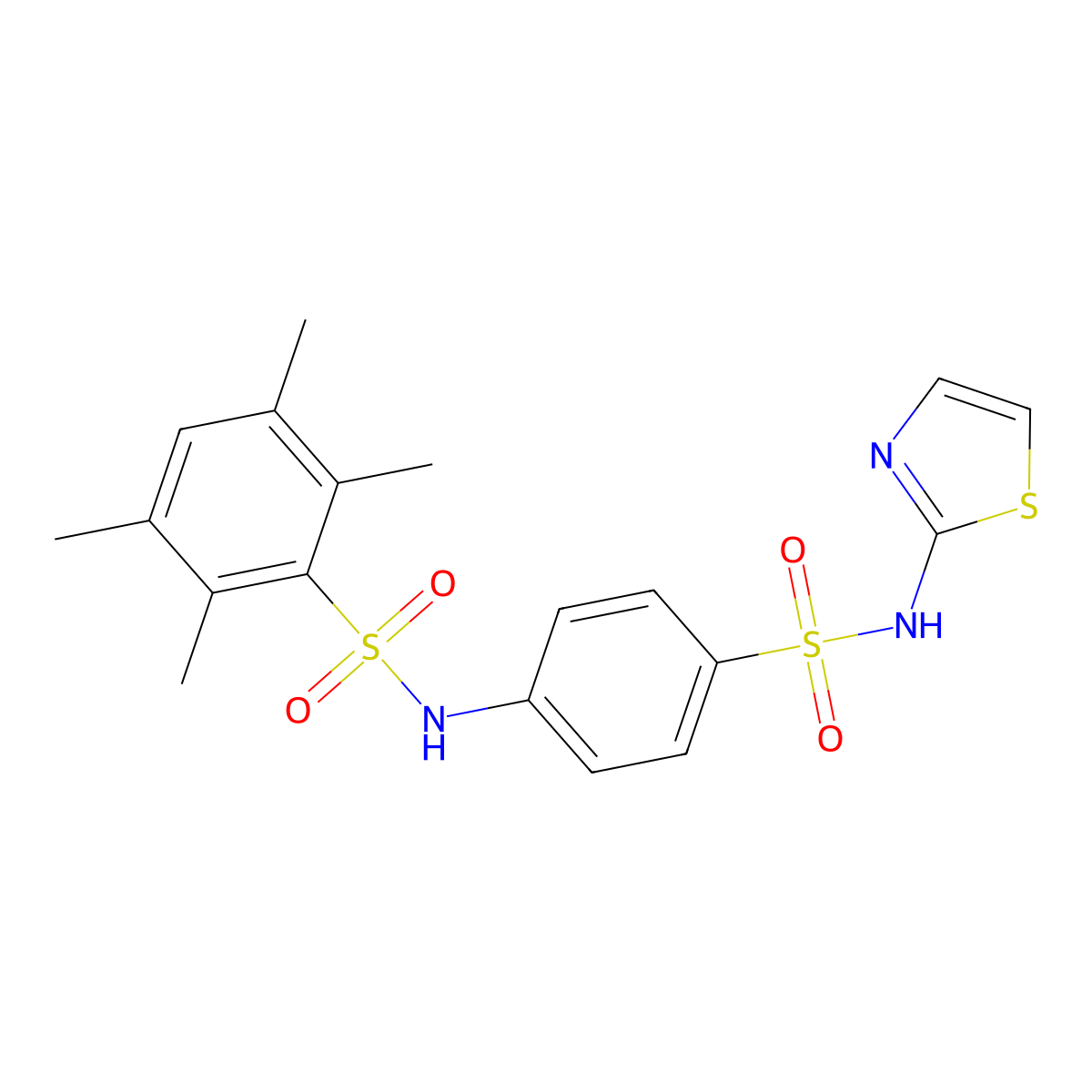 2,3,5,6-tetramethyl-N-[4-(1,3-thiazol-2-ylsulfamoyl)phenyl]benzenesulfonamide molecular structure, CAS 379248-53-0