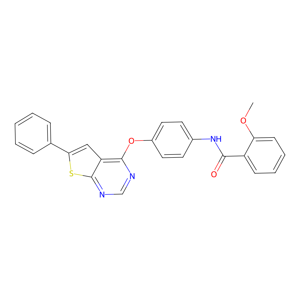 2-methoxy-N-{4-[(6-phenylthieno[2,3-d]pyrimidin-4-yl)oxy]phenyl}benzamide molecular structure, CAS 379248-64-3