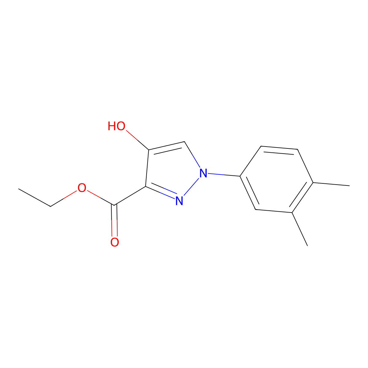 ethyl 1-(3,4-dimethylphenyl)-4-hydroxy-1H-pyrazole-3-carboxylate molecular structure, CAS 379248-68-7
