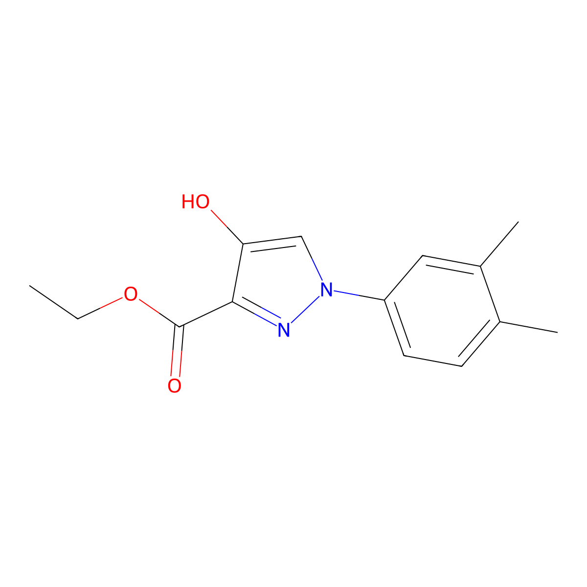 ethyl 1-(3,4-dimethylphenyl)-4-hydroxy-1H-pyrazole-3-carboxylate molecular structure, CAS 379248-68-7