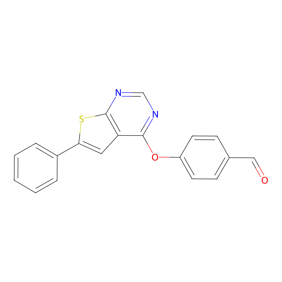 4-[(6-Phenylthieno[2,3-d]pyrimidin-4-yl)oxy]benzaldehyde molecular structure, CAS 379248-84-7