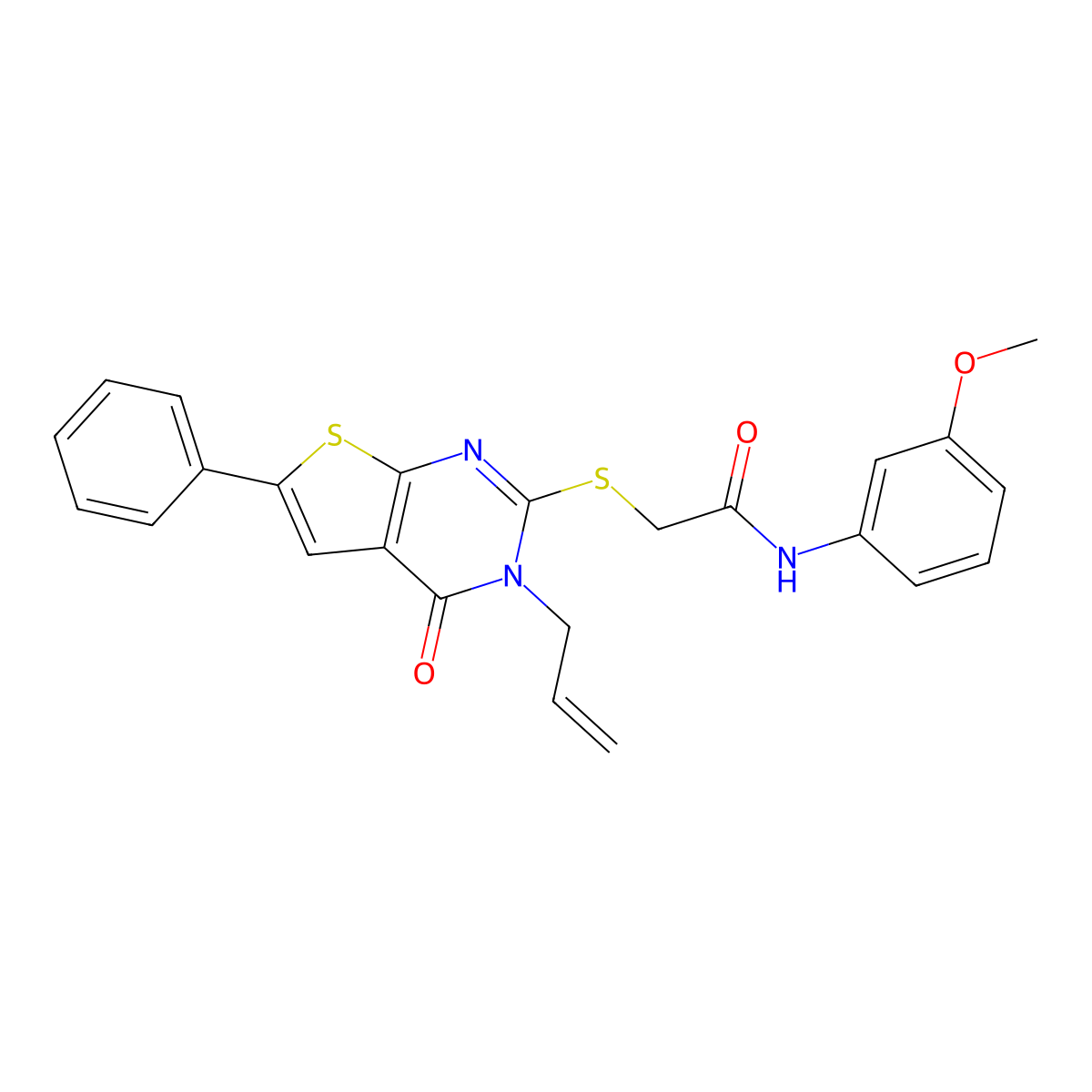 N-(3-methoxyphenyl)-2-(4-oxo-6-phenyl-3-prop-2-enylthieno[2,3-d]pyrimidin-2-yl)sulfanylacetamide molecular structure, CAS 379248-93-8