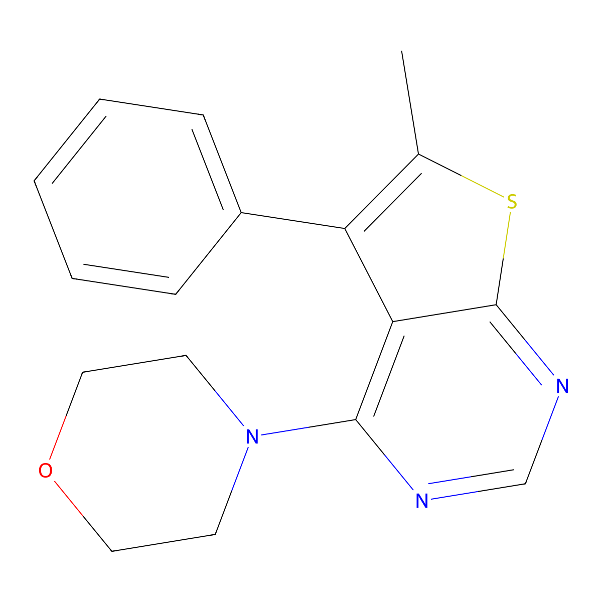 4-{6-Methyl-5-phenylthieno[2,3-d]pyrimidin-4-yl}morpholine molecular structure, CAS 379248-97-2