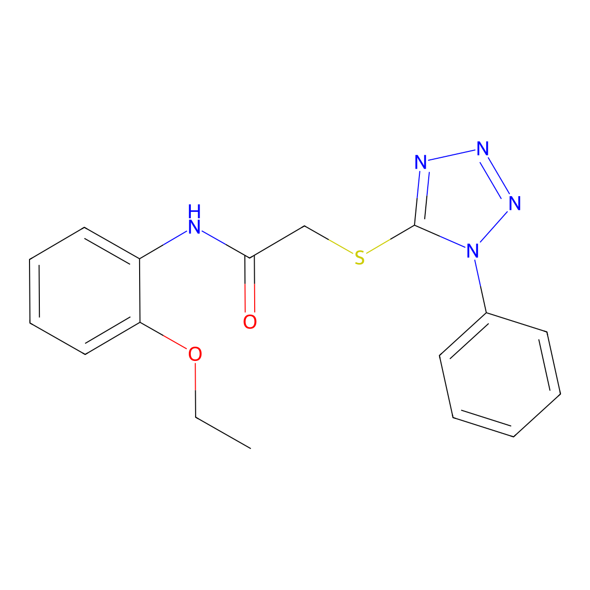 N-(2-ethoxyphenyl)-2-[(1-phenyl-1H-tetrazol-5-yl)thio]acetamide molecular structure, CAS 379249-06-6