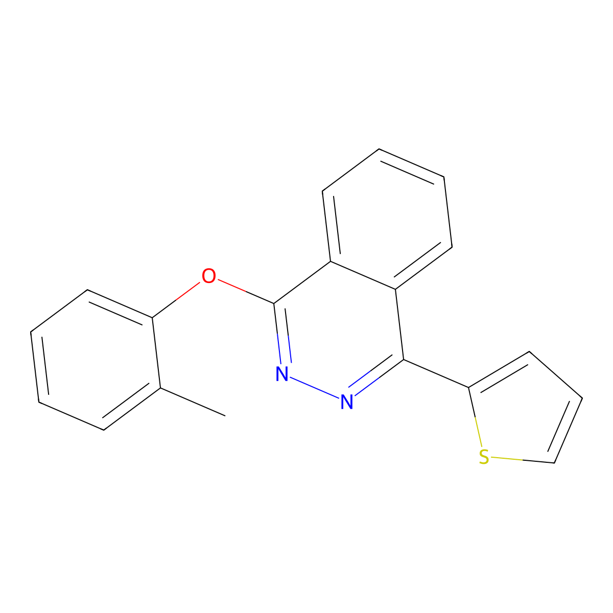 1-(2-Methylphenoxy)-4-thiophen-2-ylphthalazine molecular structure, CAS 379249-33-9