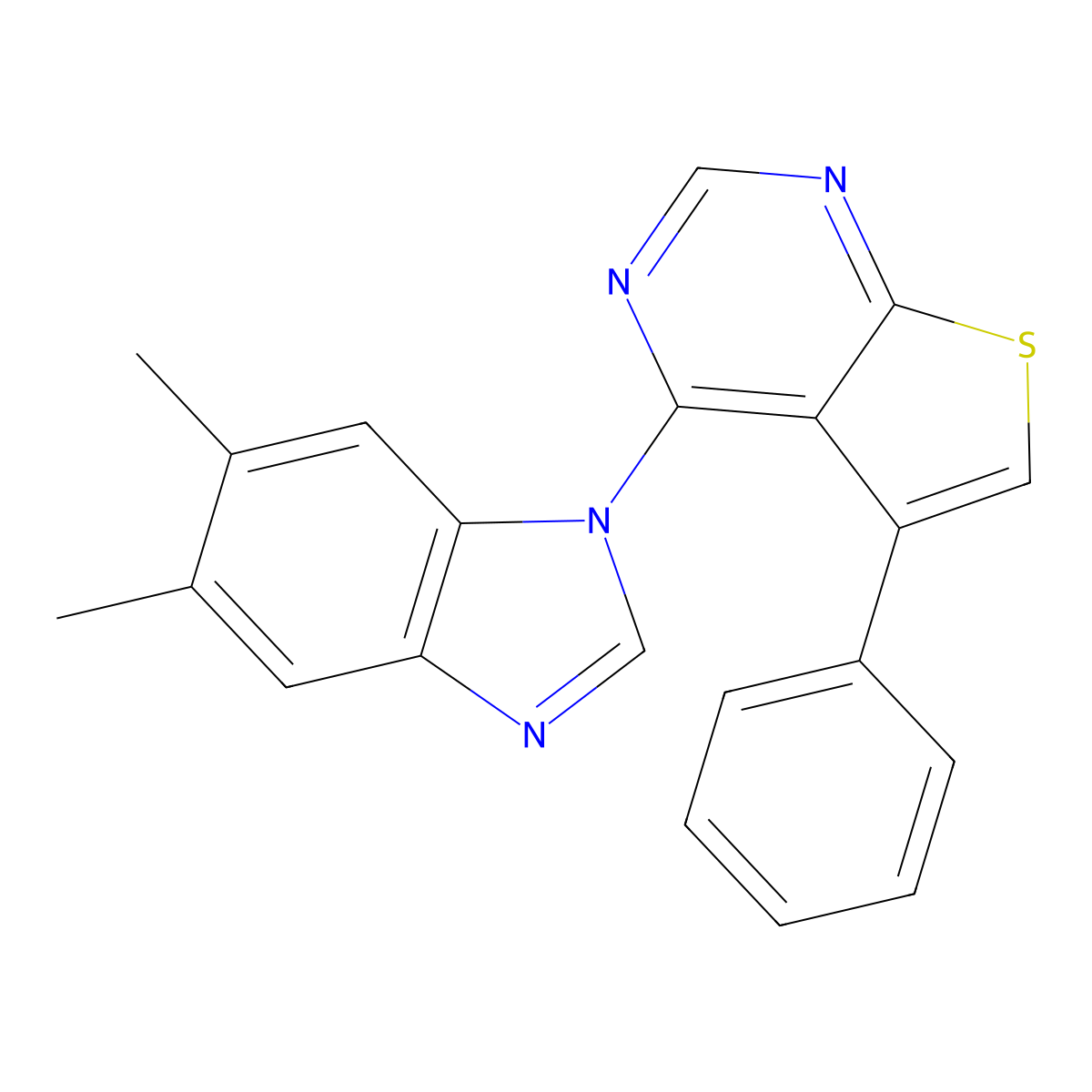 4-(5,6-Dimethyl-1-benzimidazolyl)-5-phenylthieno[2,3-d]pyrimidine molecular structure, CAS 379249-37-3