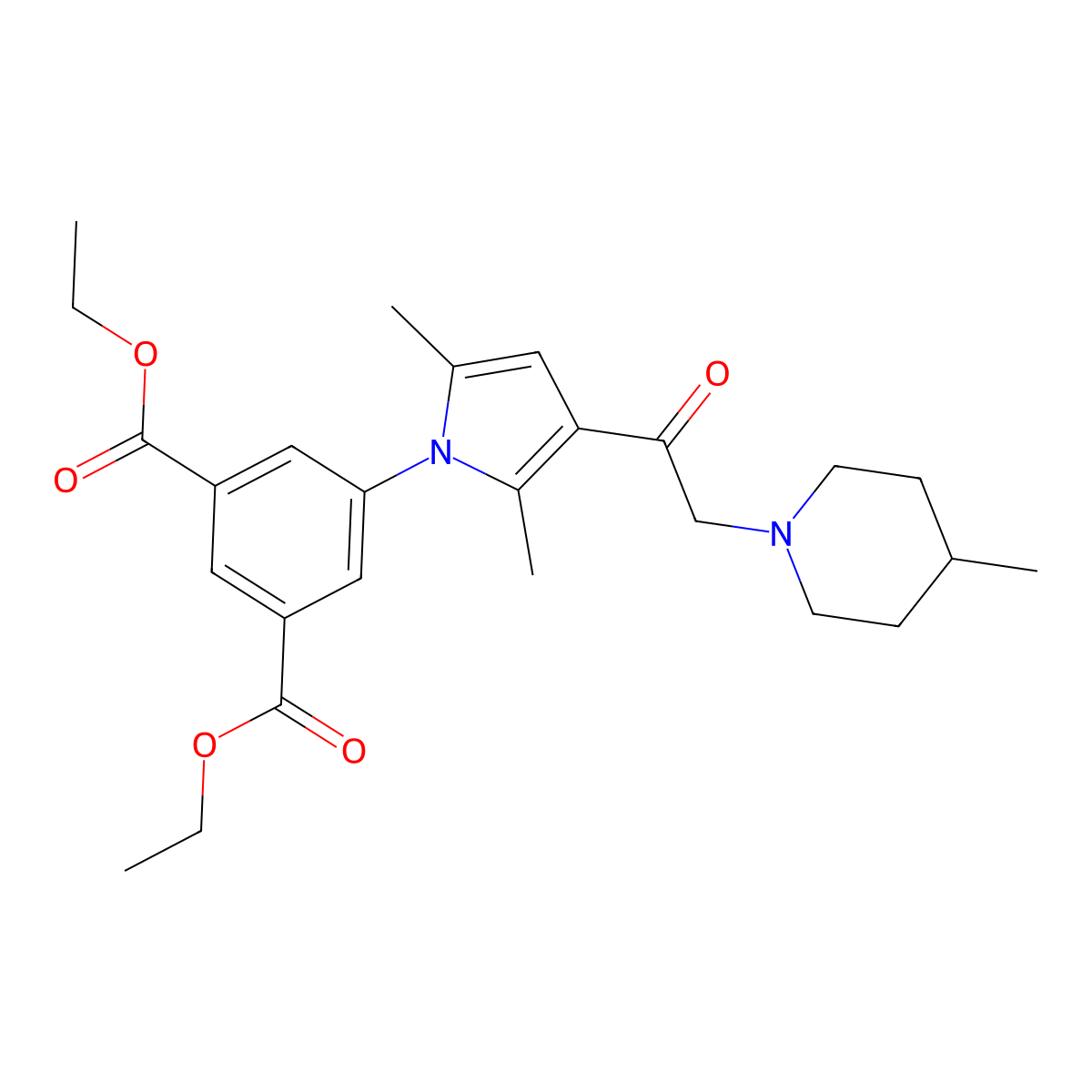 diethyl 5-(2,5-dimethyl-3-(2-(4-methylpiperidin-1-yl)acetyl)-1H-pyrrol-1-yl)isophthalate molecular structure, CAS 379249-53-3