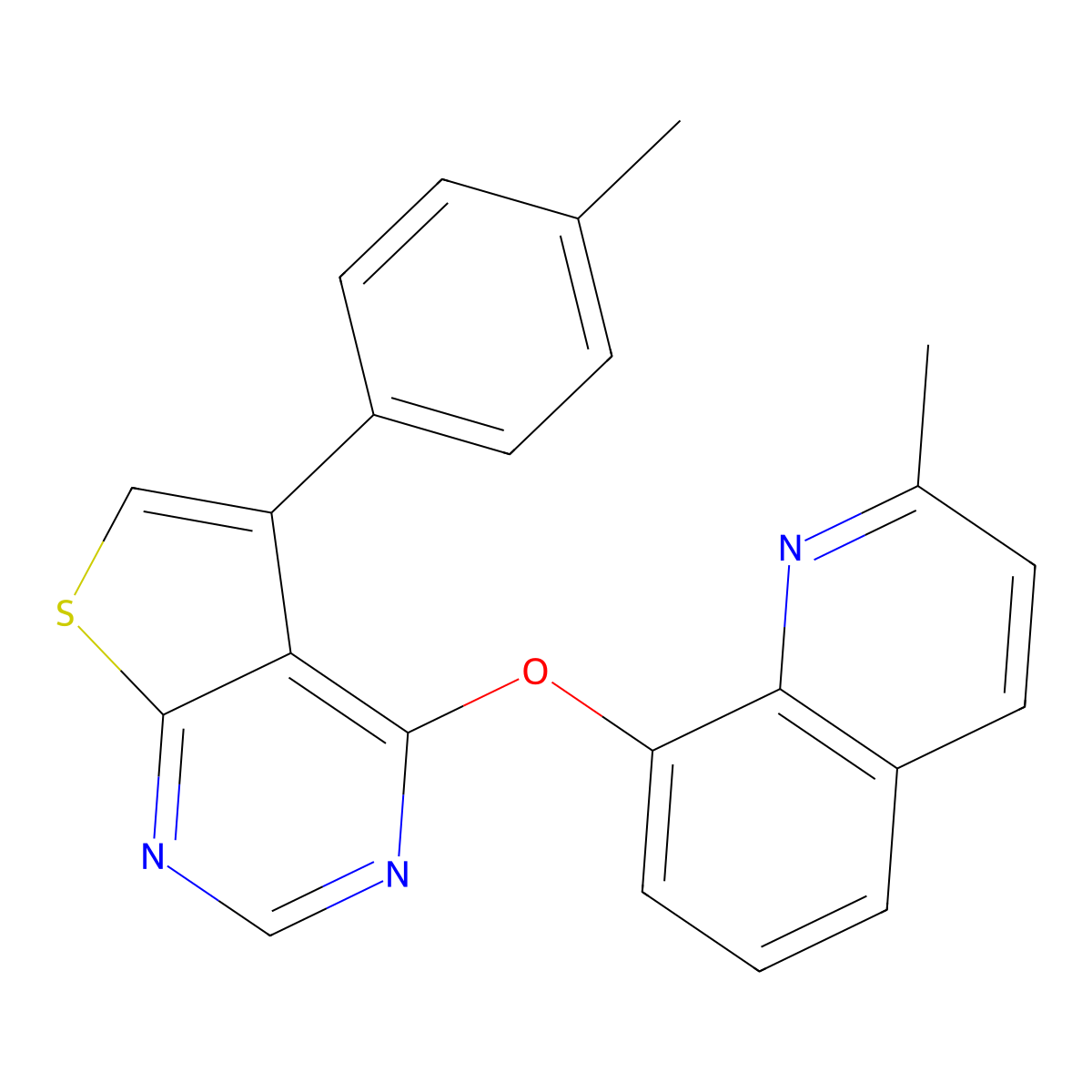 2-Methyl-8-{[5-(4-methylphenyl)thieno[2,3-d]pyrimidin-4-yl]oxy}quinoline molecular structure, CAS 379249-54-4