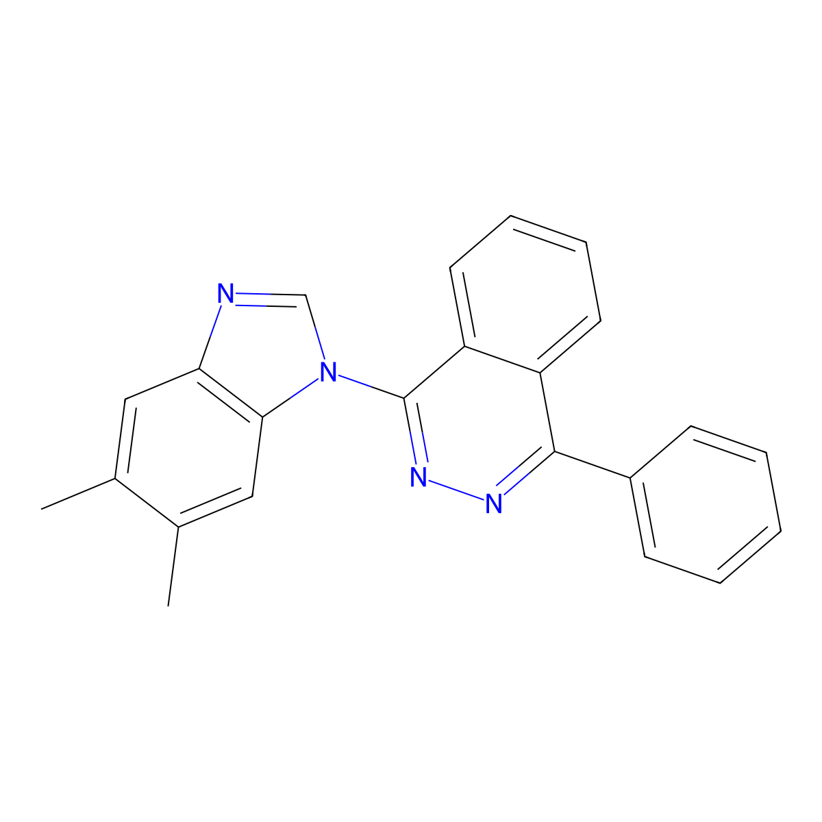 1-(5,6-dimethyl-1H-benzimidazol-1-yl)-4-phenylphthalazine molecular structure, CAS 379249-56-6