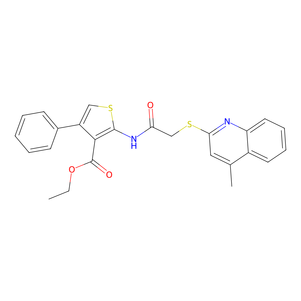 Ethyl 2-({[(4-methylquinolin-2-yl)sulfanyl]acetyl}amino)-4-phenylthiophene-3-carboxylate molecular structure, CAS 379249-62-4