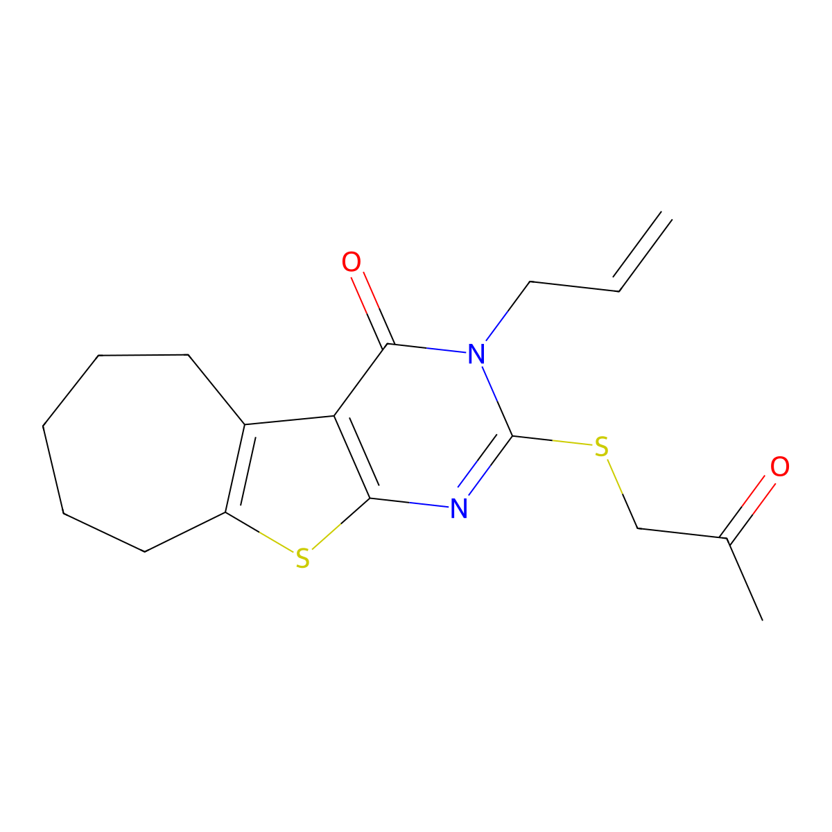 5-[(2-Oxopropyl)sulfanyl]-4-(prop-2-en-1-yl)-8-thia-4,6-diazatricyclo[7.5.0.0^{2,7}]tetradeca-1(9),2(7),5-trien-3-one molecular structure, CAS 379249-64-6