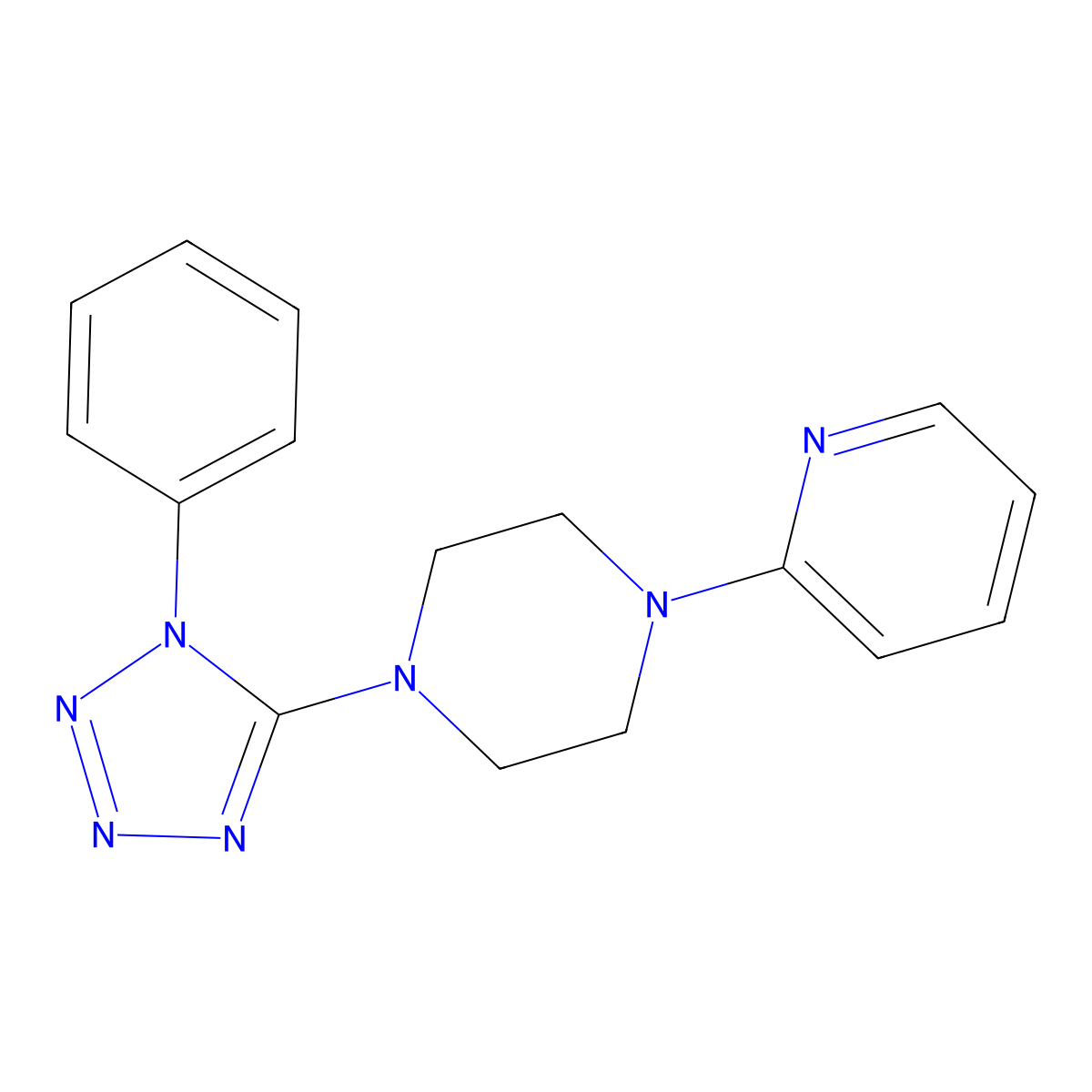 1-(1-phenyl-1H-tetrazol-5-yl)-4-(pyridin-2-yl)piperazine molecular structure, CAS 379249-77-1