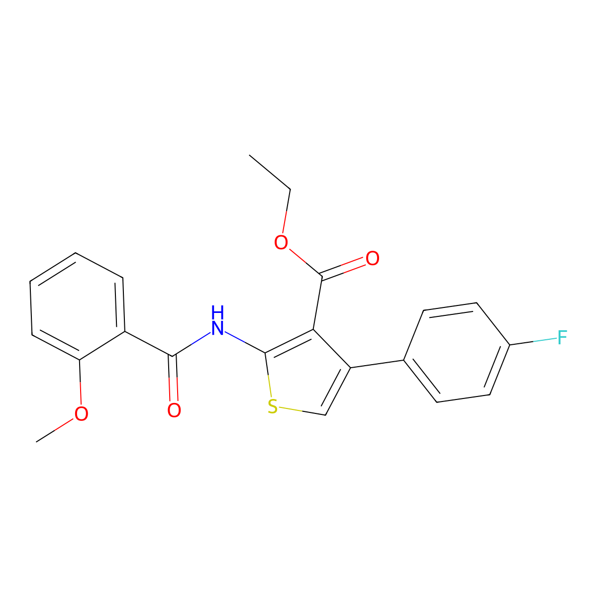 Ethyl 4-(4-fluorophenyl)-2-(2-methoxybenzamido)thiophene-3-carboxylate molecular structure, CAS 379249-85-1