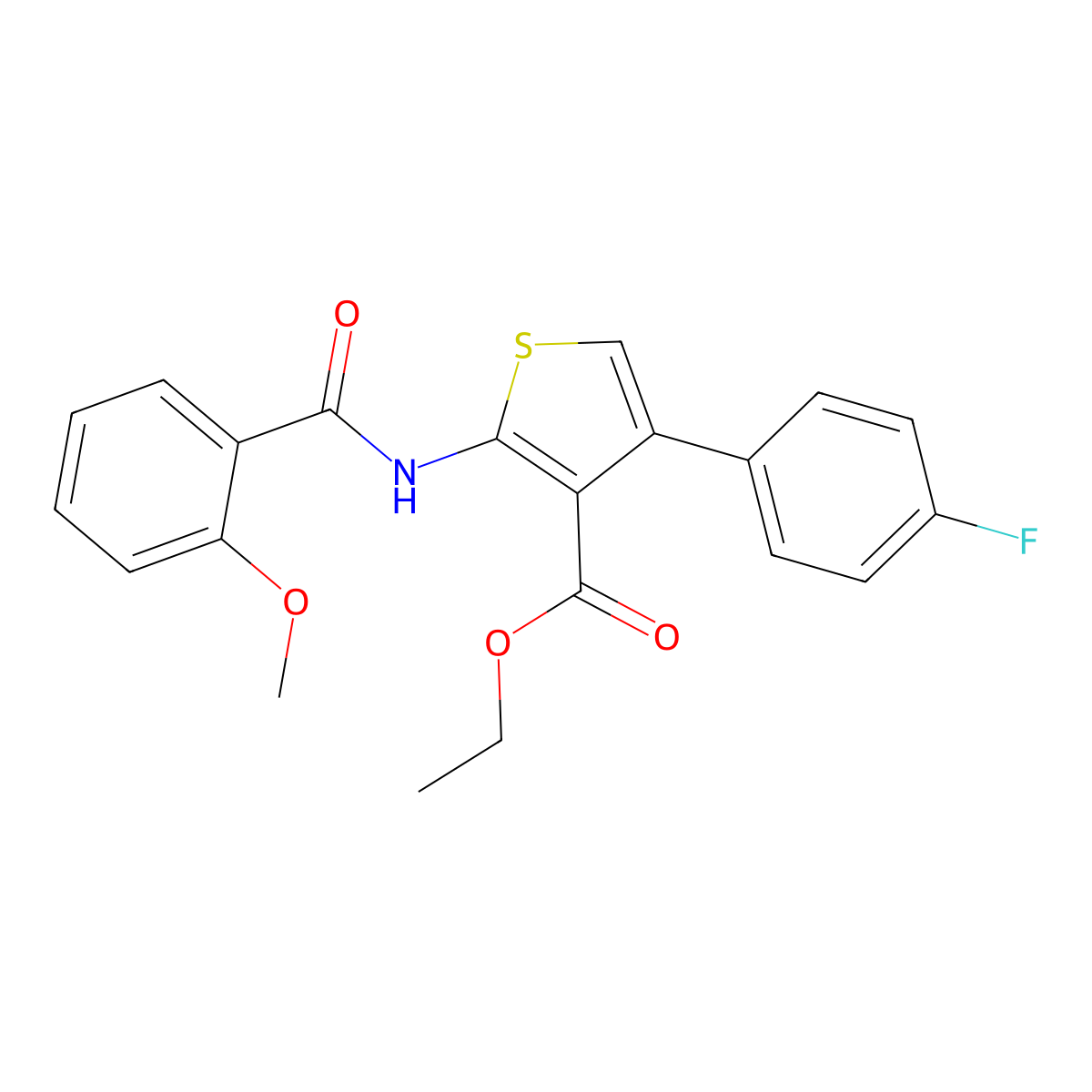 Ethyl 4-(4-fluorophenyl)-2-(2-methoxybenzamido)thiophene-3-carboxylate molecular structure, CAS 379249-85-1