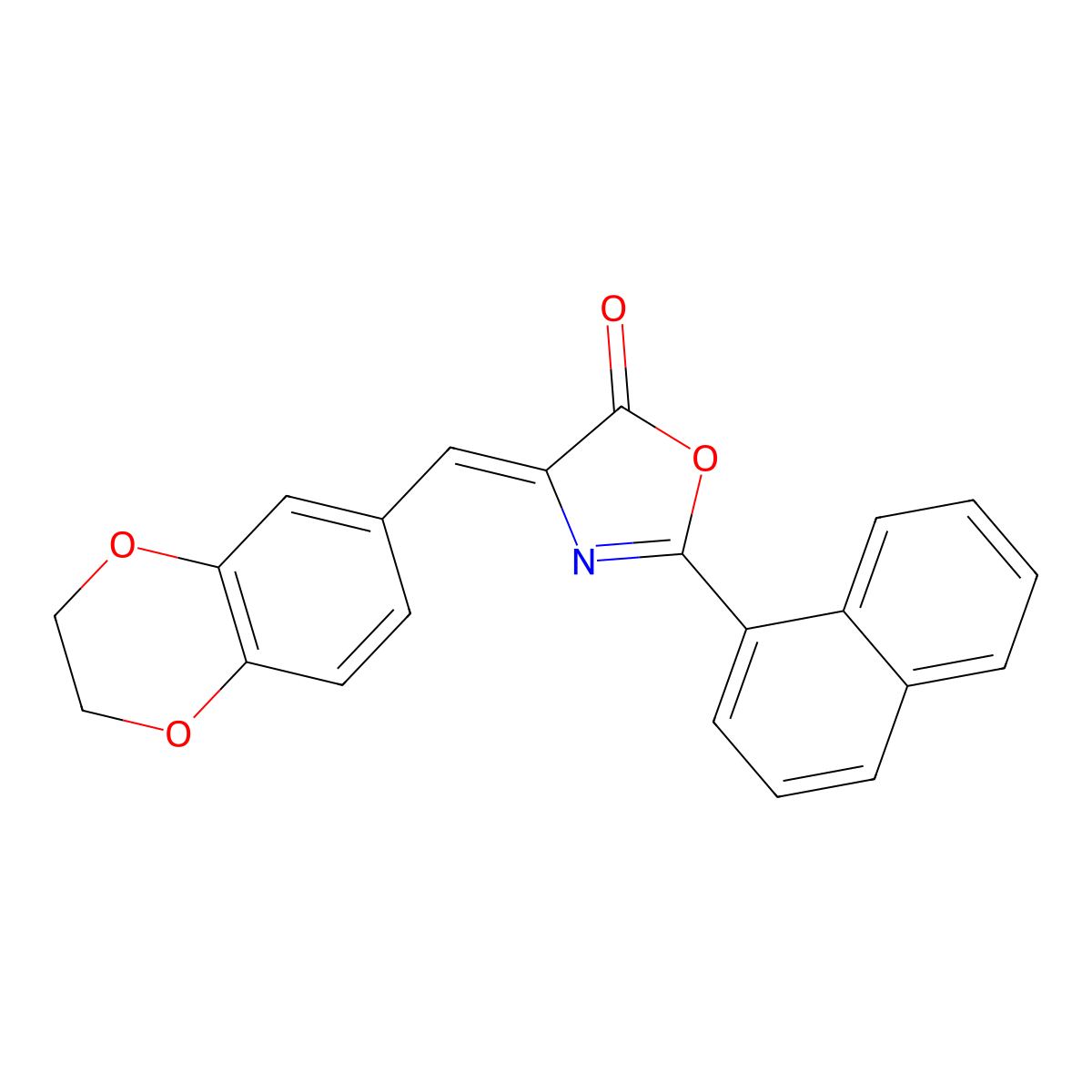 4-((2,3-Dihydrobenzo[b][1,4]dioxin-6-yl)methylene)-2-(naphthalen-1-yl)oxazol-5(4H)-one molecular structure, CAS 379250-05-2