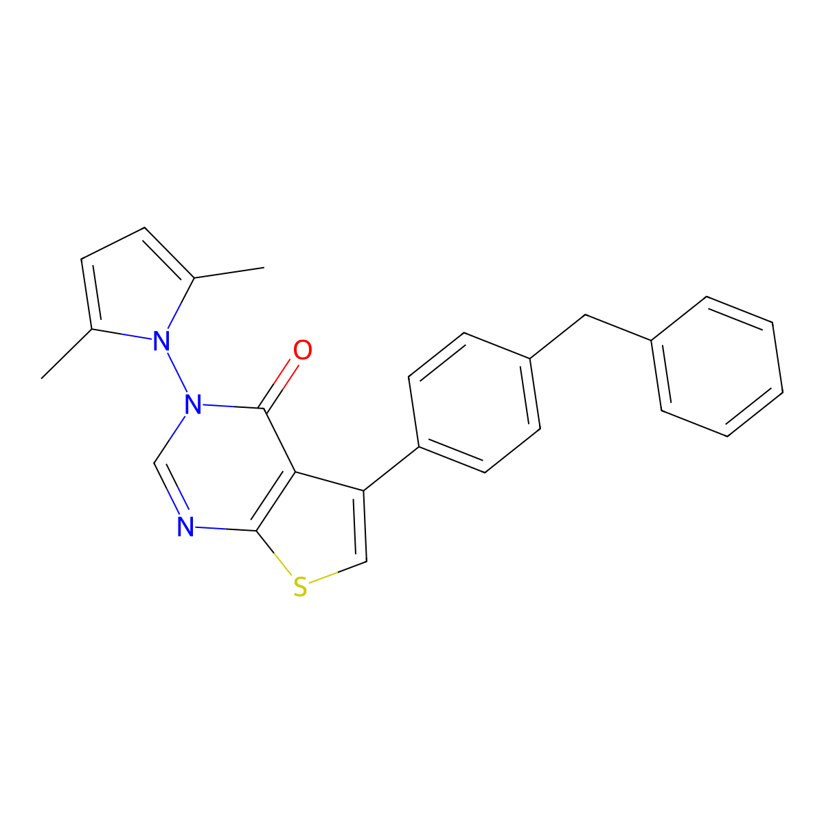 5-(4-benzylphenyl)-3-(2,5-dimethyl-1H-pyrrol-1-yl)thieno[2,3-d]pyrimidin-4(3H)-one molecular structure, CAS 379250-24-5