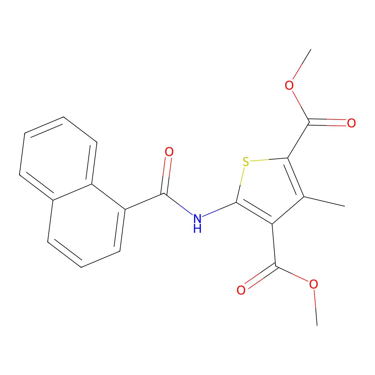 2,4-Thiophenedicarboxylic acid, 3-methyl-5-[(1-naphthalenylcarbonyl)amino]-, 2,4-dimethyl ester molecular structure, CAS 379250-30-3