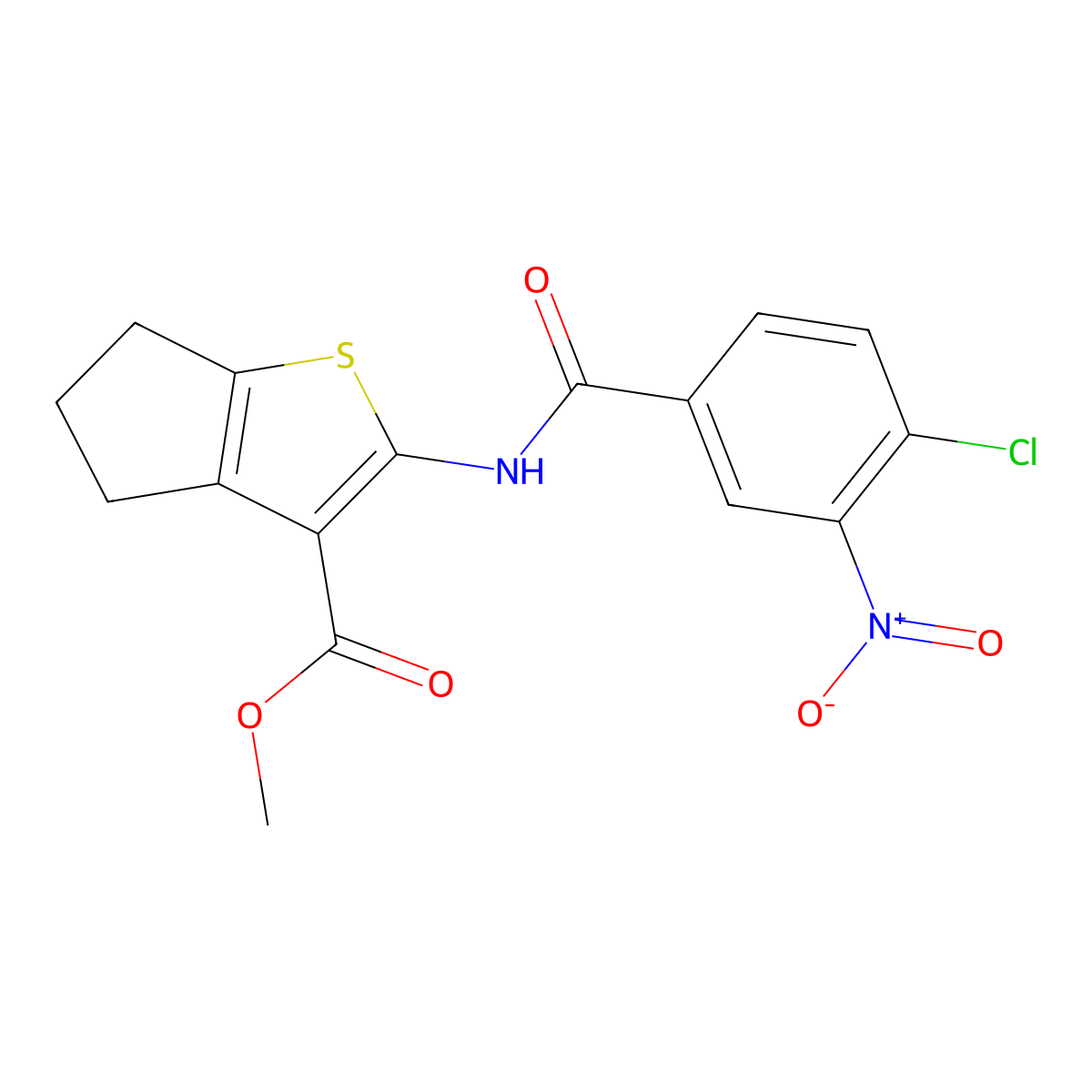 methyl 2-[(4-chloro-3-nitrobenzoyl)amino]-5,6-dihydro-4H-cyclopenta[b]thiophene-3-carboxylate molecular structure, CAS 379250-68-7