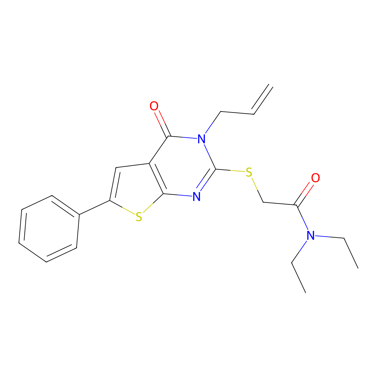 2-[(3-allyl-4-oxo-6-phenyl-3,4-dihydrothieno[2,3-d]pyrimidin-2-yl)sulfanyl]-N,N-diethylacetamide molecular structure, CAS 379250-73-4