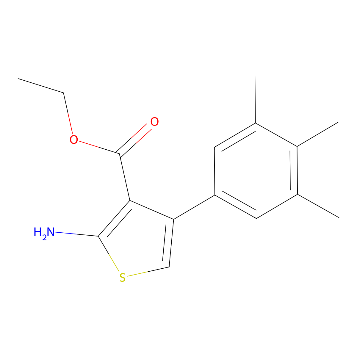 Ethyl 2-amino-4-(3,4,5-trimethylphenyl)thiophene-3-carboxylate molecular structure, CAS 379250-77-8
