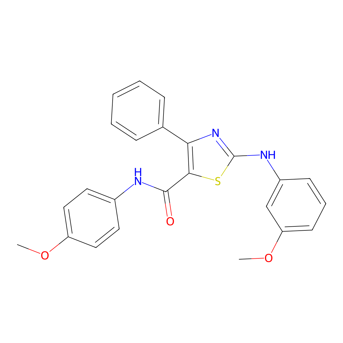 N-(4-methoxyphenyl)-2-[(3-methoxyphenyl)amino]-4-phenyl-1,3-thiazole-5-carboxamide molecular structure, CAS 379250-93-8
