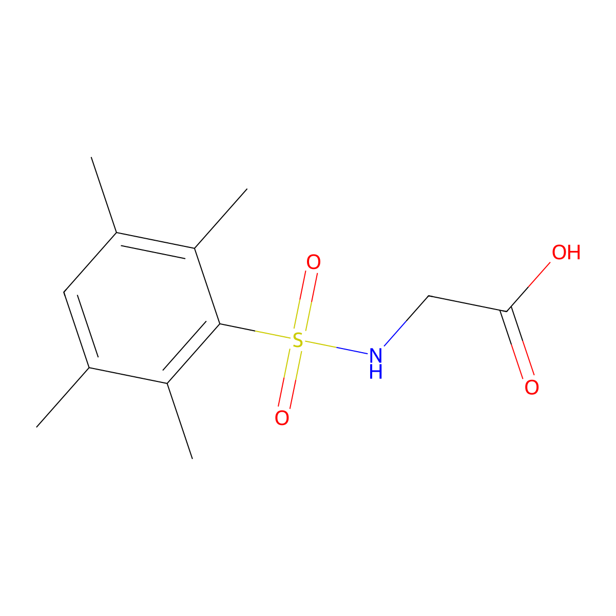 (2,3,5,6-Tetramethyl-benzenesulfonylamino)-acetic acid molecular structure, CAS 379250-94-9