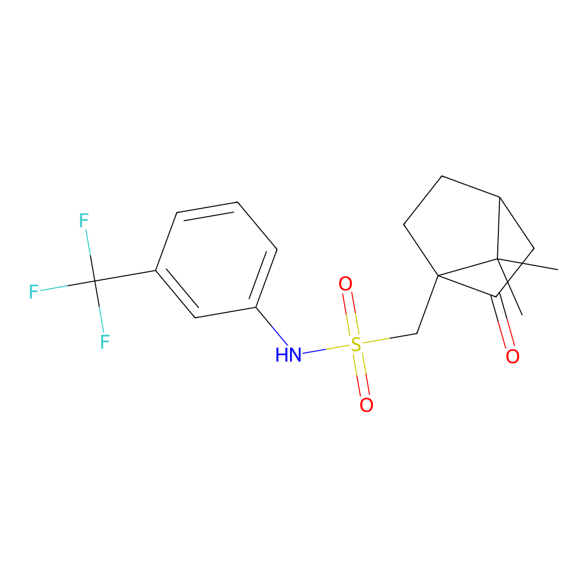 1-(7,7-dimethyl-2-oxobicyclo[2.2.1]hept-1-yl)-N-[3-(trifluoromethyl)phenyl]methanesulfonamide molecular structure, CAS 379250-97-2