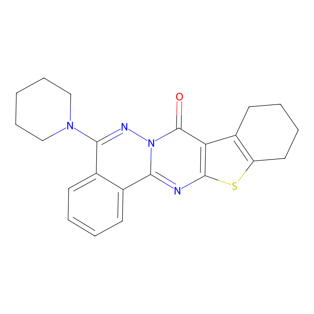 5-(1-piperidinyl)-9,10,11,12-tetrahydro-8H-[1]benzothieno[2',3':4,5]pyrimido[2,1-a]phthalazin-8-one molecular structure, CAS 379251-03-3